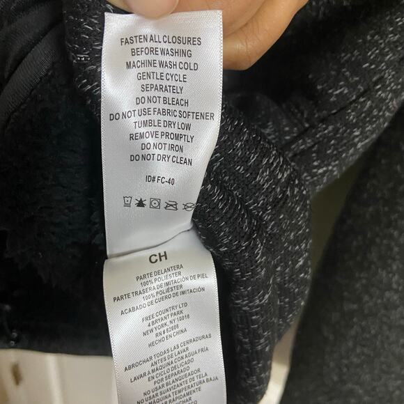 Free Country Mountain Fleece Black Heather Hooded Jacket, Sz S --NWT - Picture 10 of 12